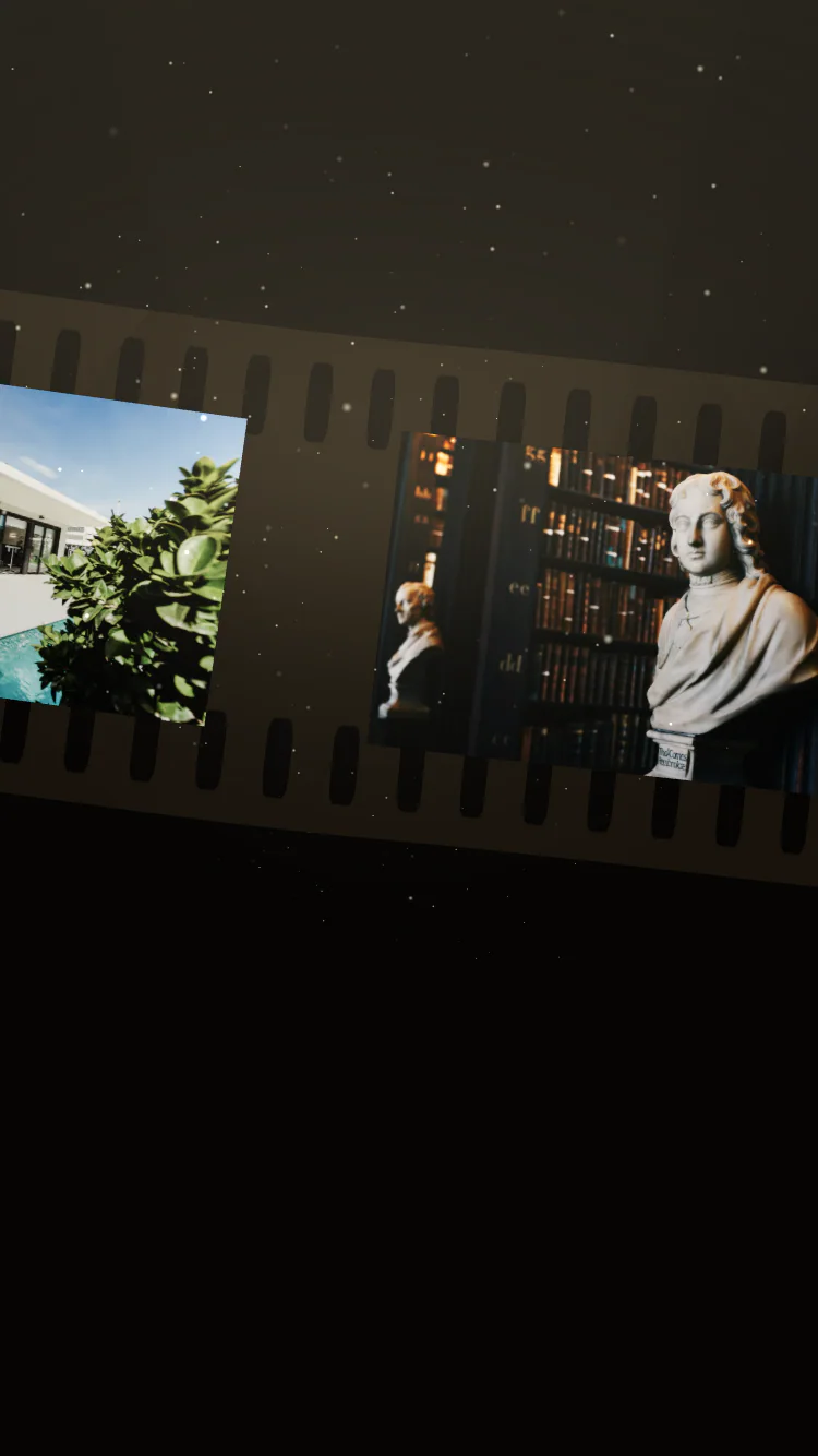 Beş konsept sitenin ekranları, bir film şeridi üzerinde yan yana