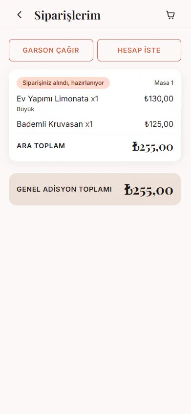Live status card after confirmation