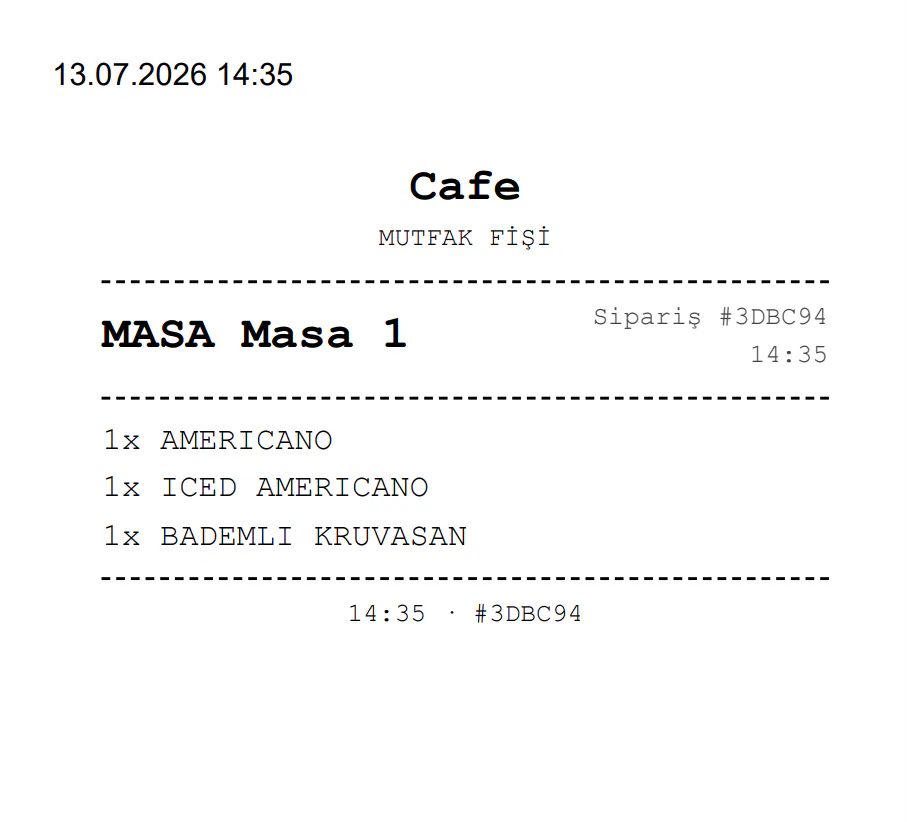 Kitchen ticket — 80mm thermal