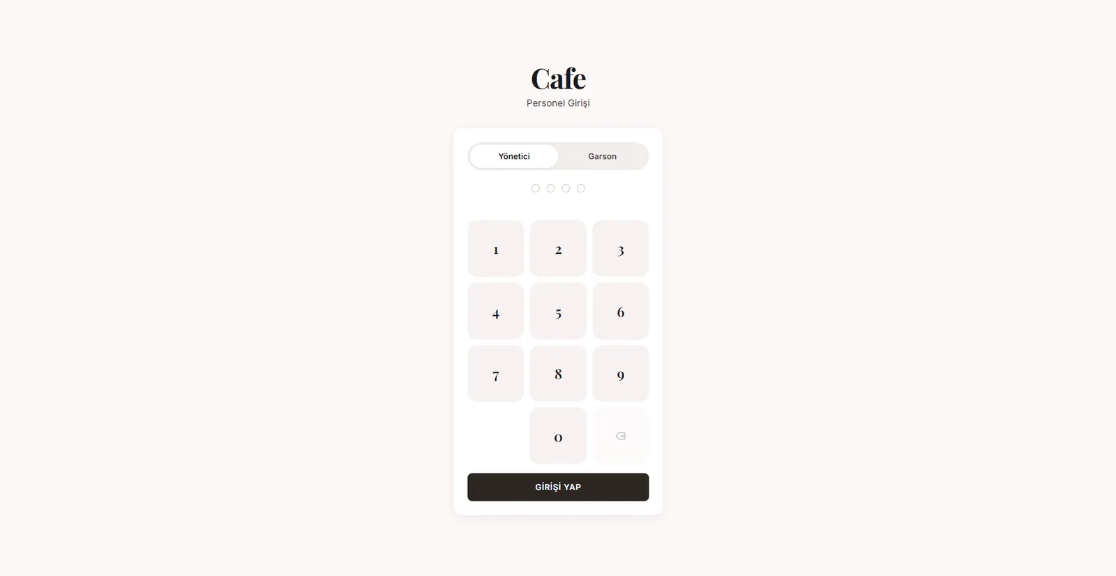 Staff sign-in — owner PIN pad