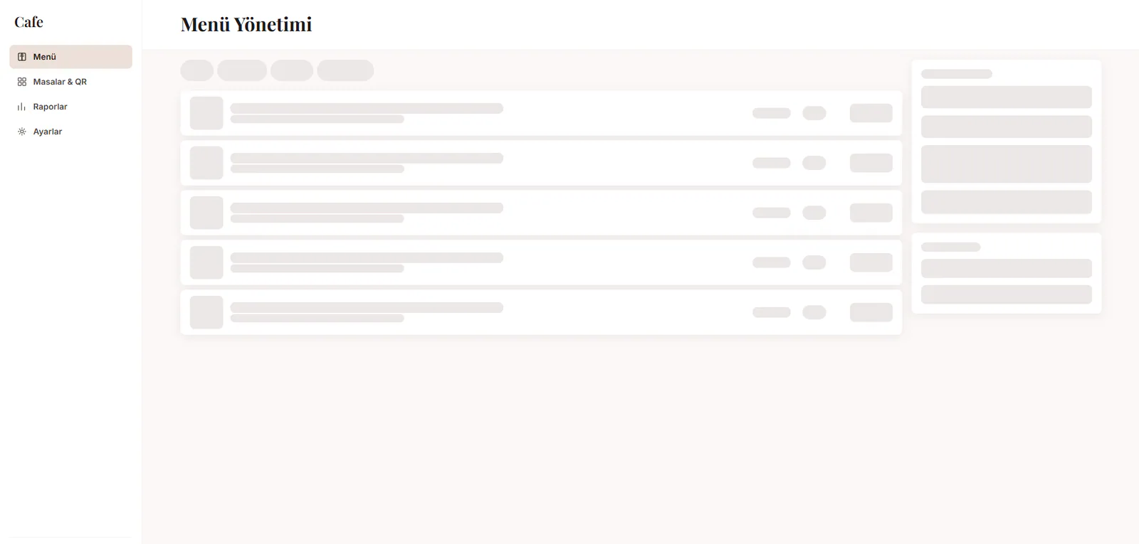 Owner menu loading skeleton
