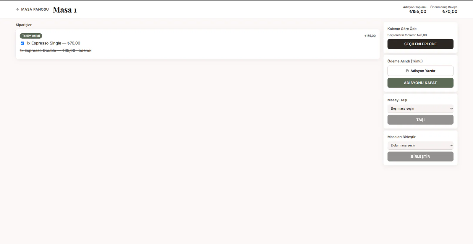 Partial payment by line item