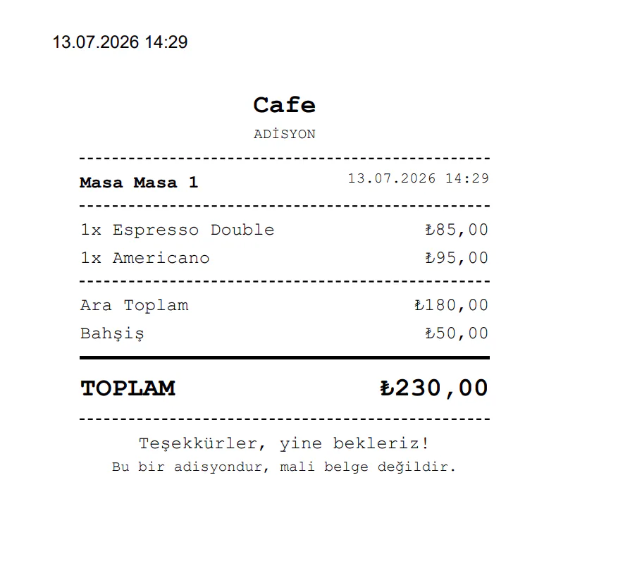 Tab receipt — 80mm thermal