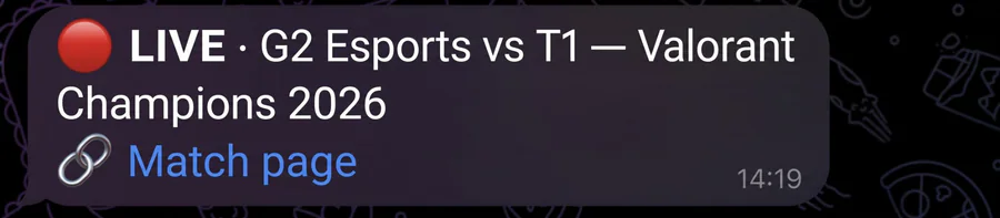 Match started notification